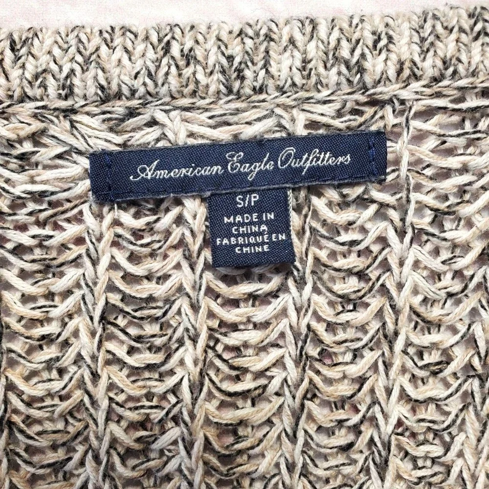 American Eagle Outfitters Cardigan Sweater Womens Small Beige Marled Knit Button